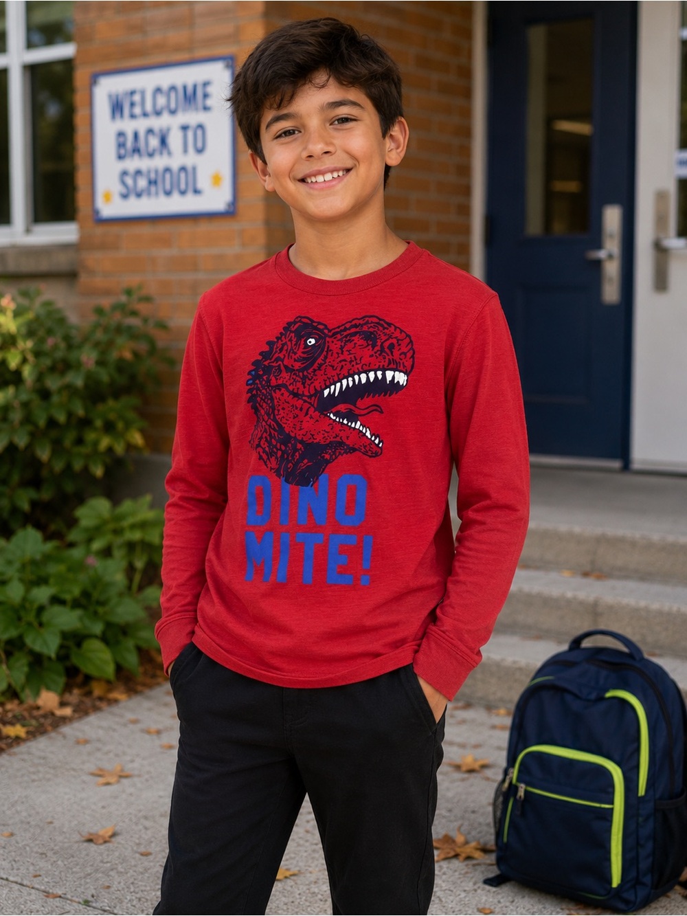 OshKosh Boys Dinosaur “Dino Mite” Long Sleeve Shirt Size 7